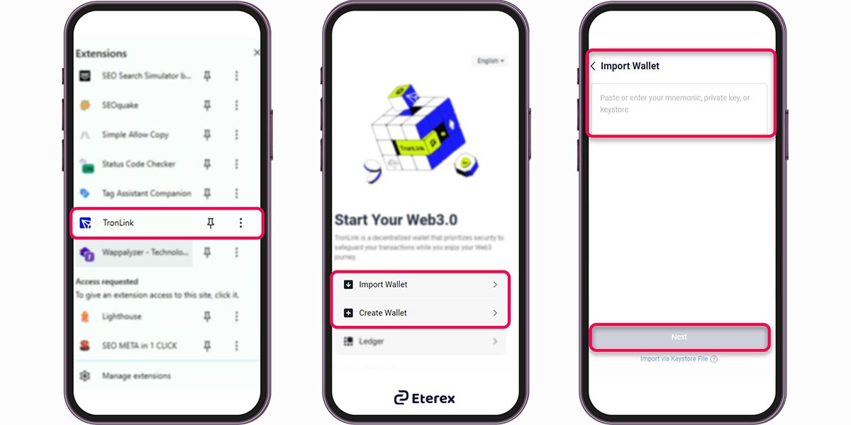 ساخت ترون لینک با افزونه