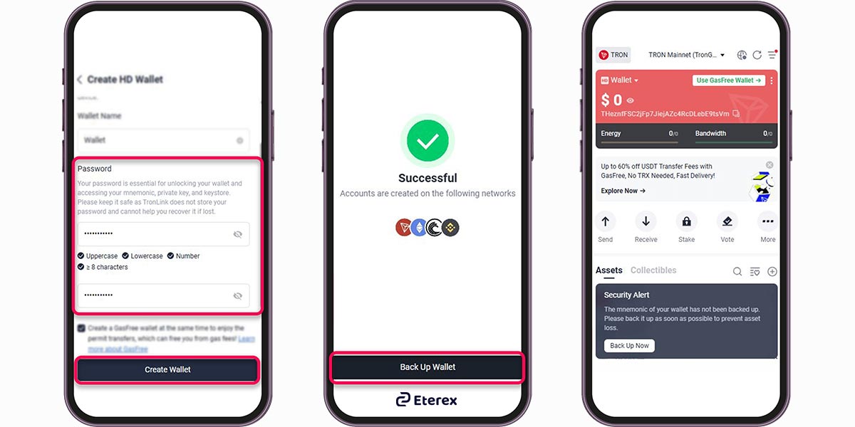 مراحل ساخت کیف پول ترون لینک
