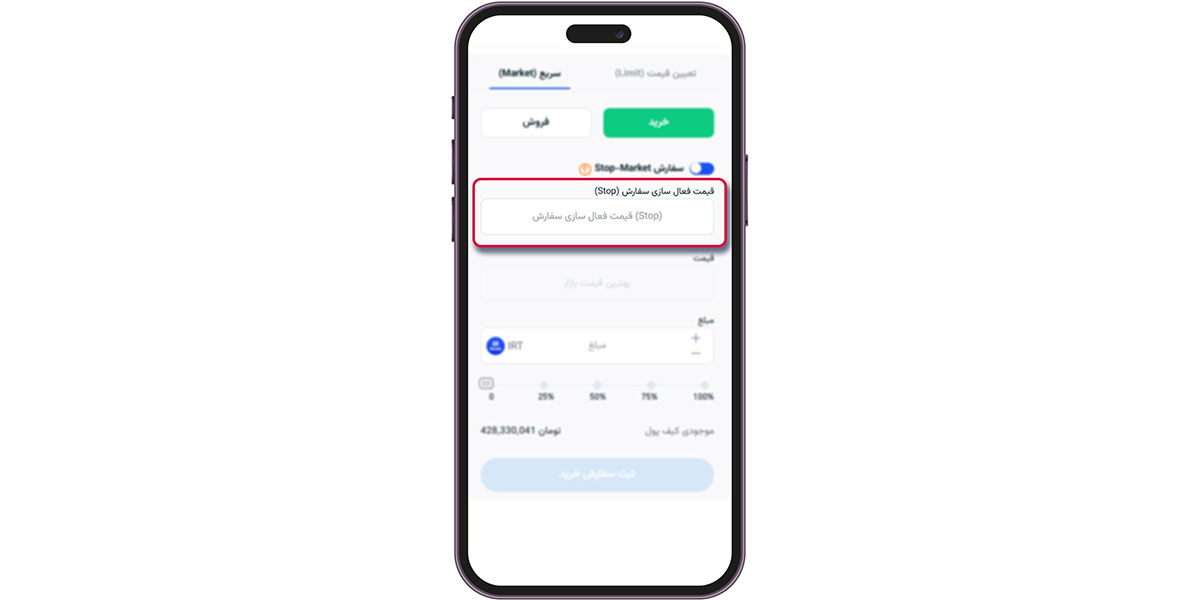 قیمت فعال سازی سفارش Stop-Market